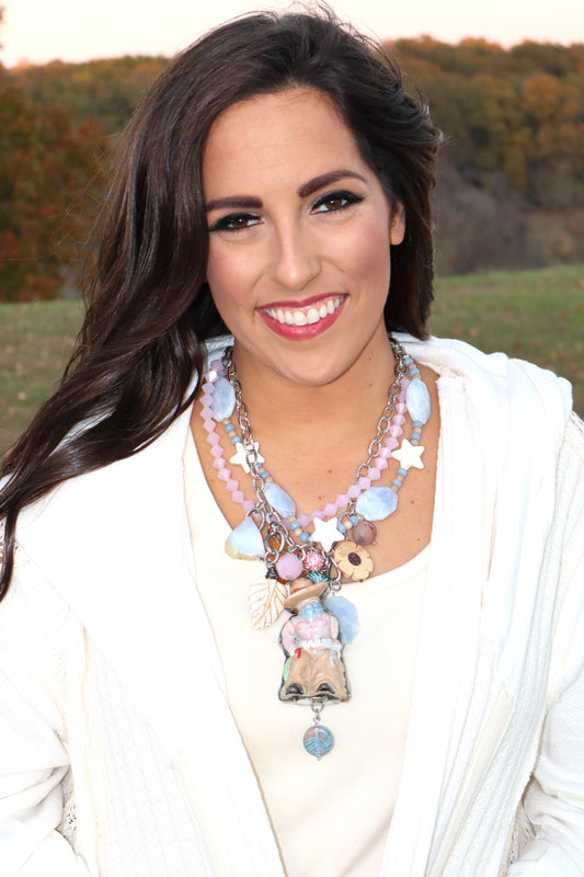 Stick 'Em Up Necklace - Baby Blue/Baby Pink