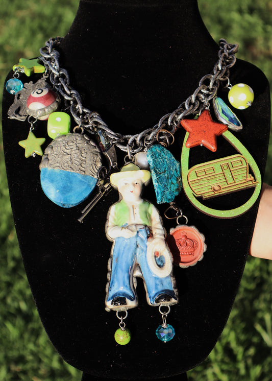 Trailer Treasure Necklace - Blue/Green