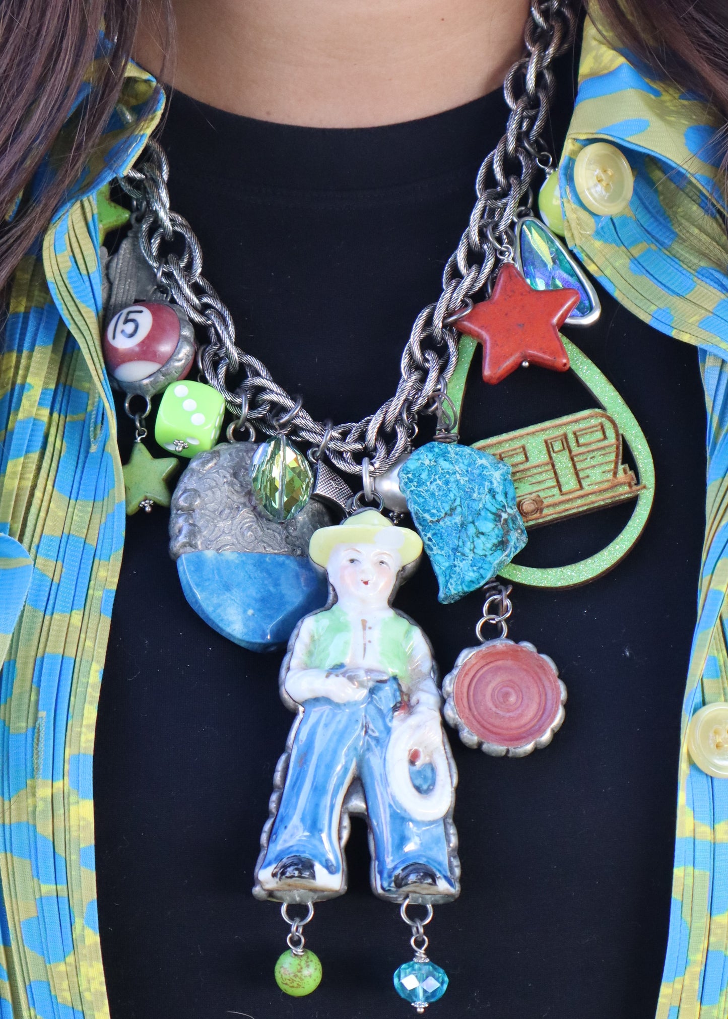 Trailer Treasure Necklace - Blue/Green