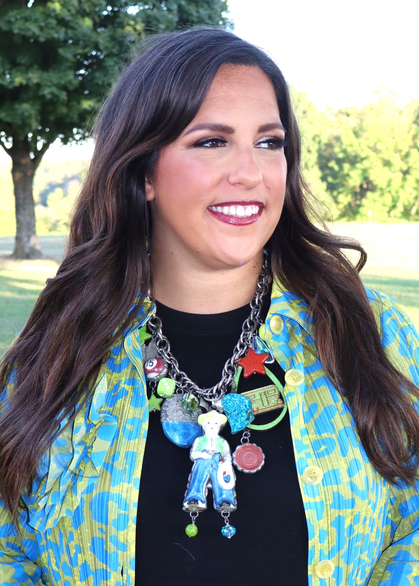 Trailer Treasure Necklace - Blue/Green