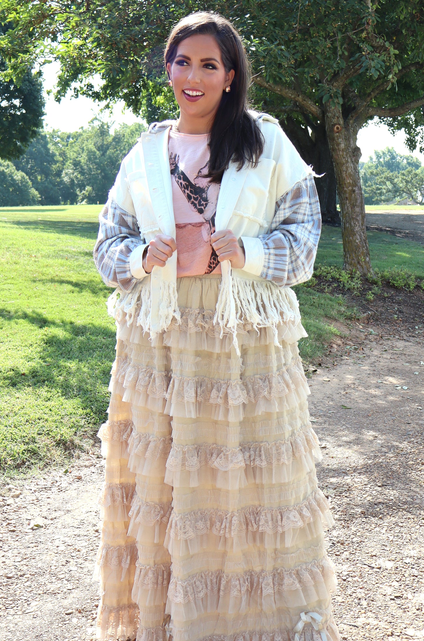 Victorian Romance Maxi Skirt - Taupe/Tea Colored