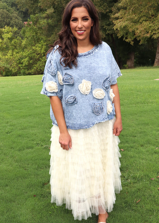 Easy To Love Ruffle Tiered Skirt - Cream