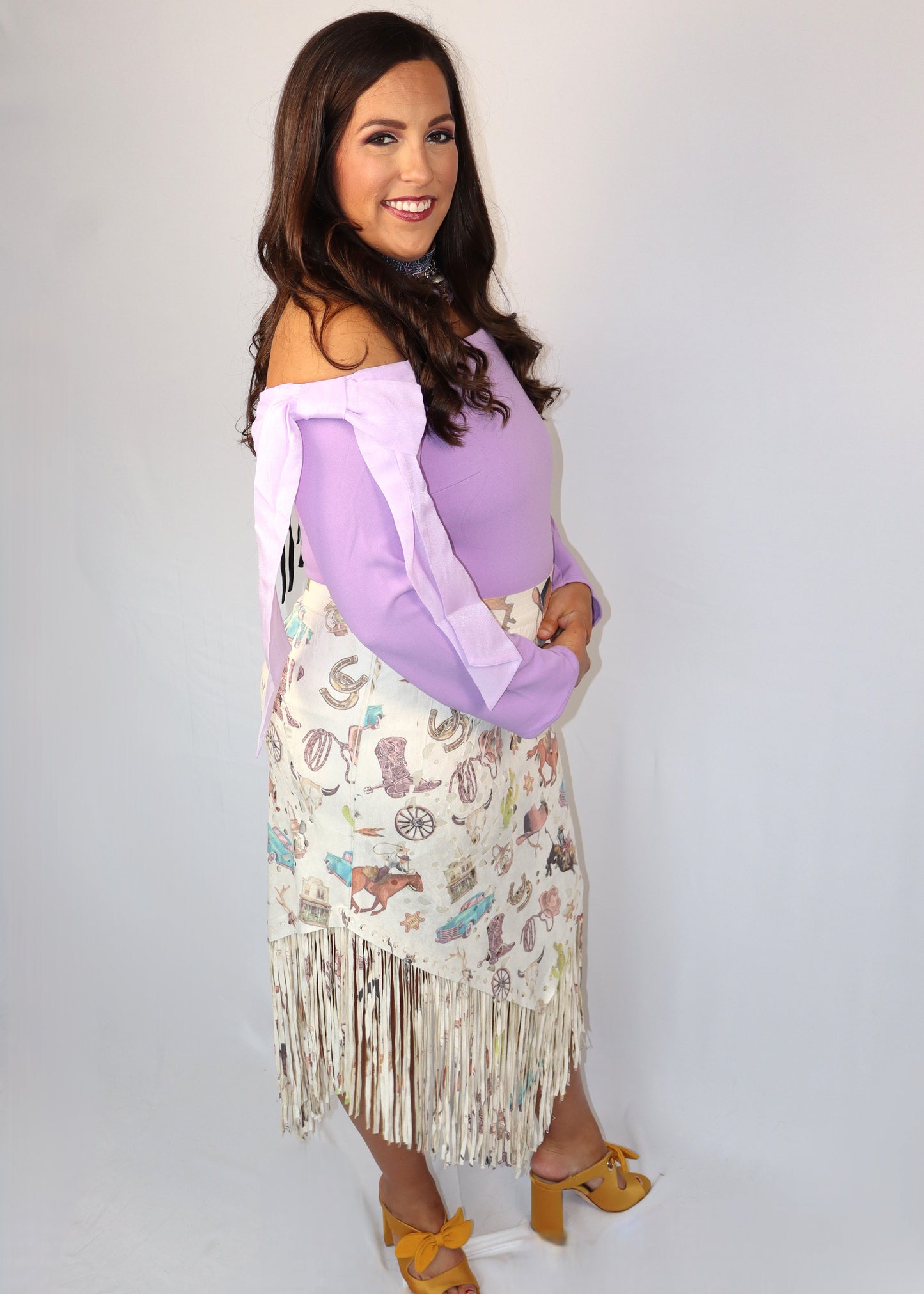 Wild West Suede Fringe V-Skirt