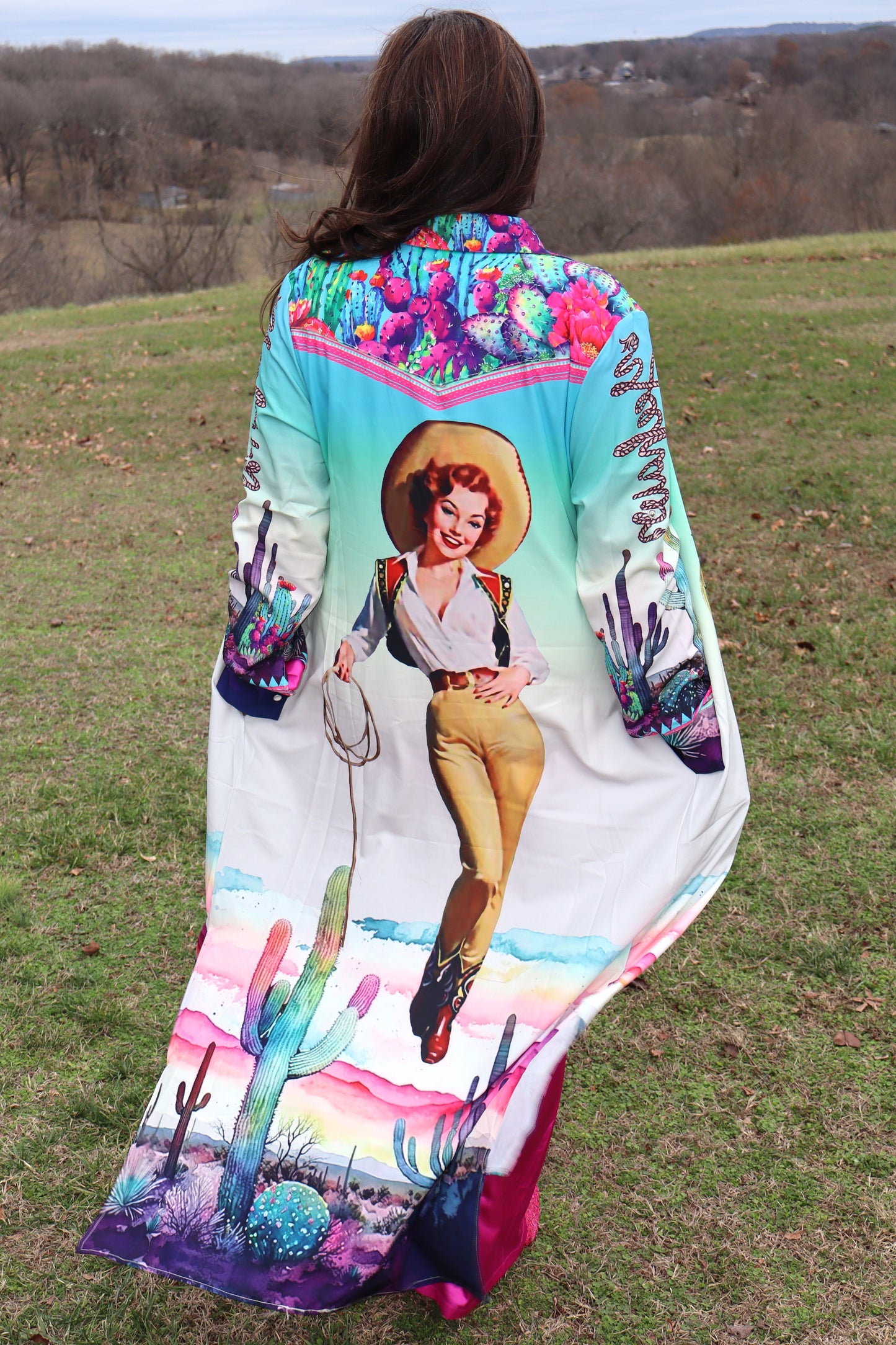 Yeehaw Colorful Cactus Cowgirl Duster