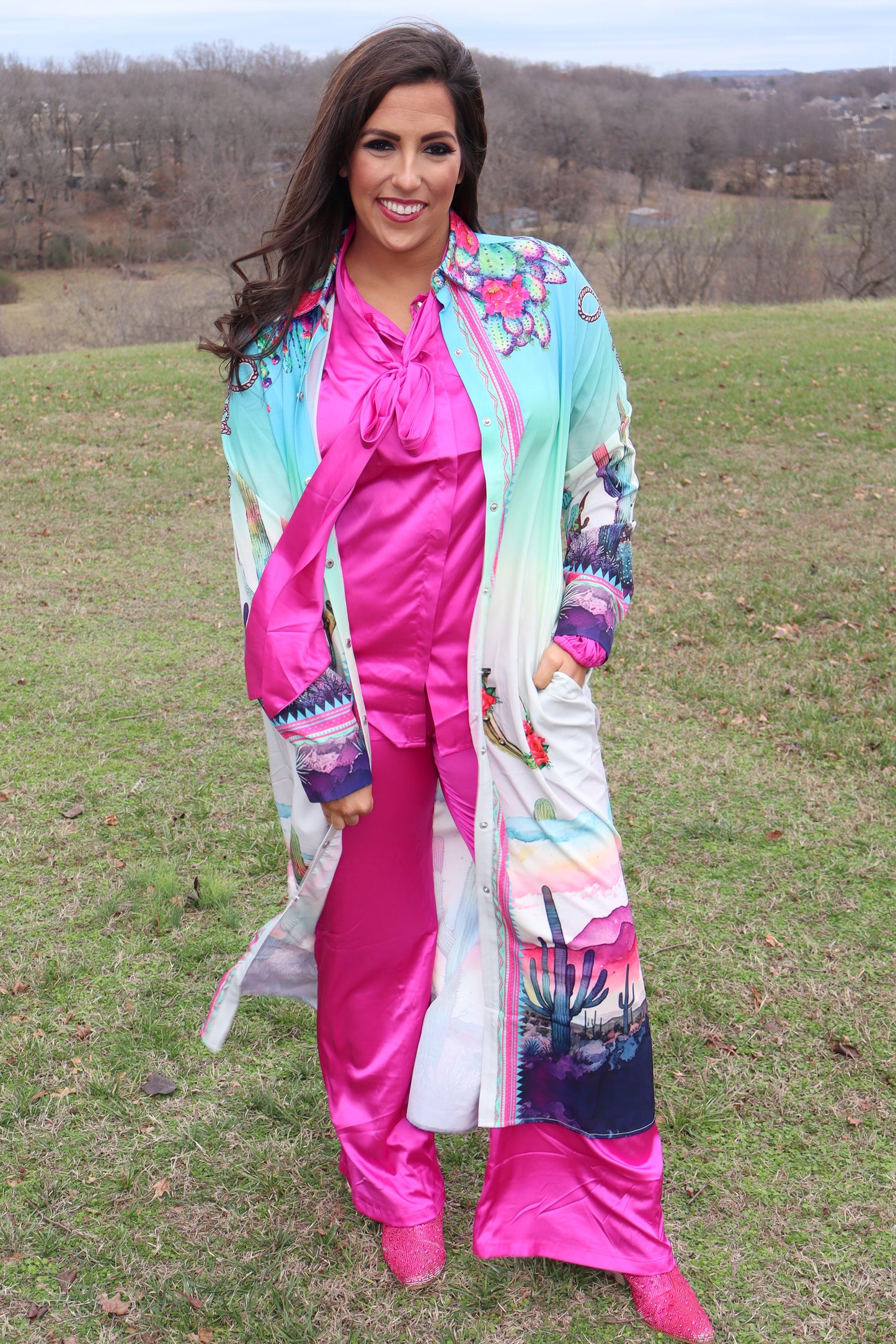 Yeehaw Colorful Cactus Cowgirl Duster
