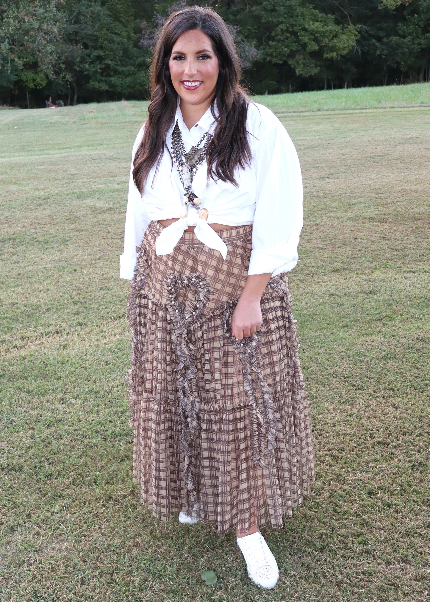 You Mocha Me Happy Plaid Skirt - Coffee