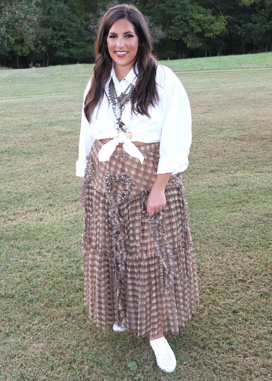 You Mocha Me Happy Plaid Skirt - Coffee