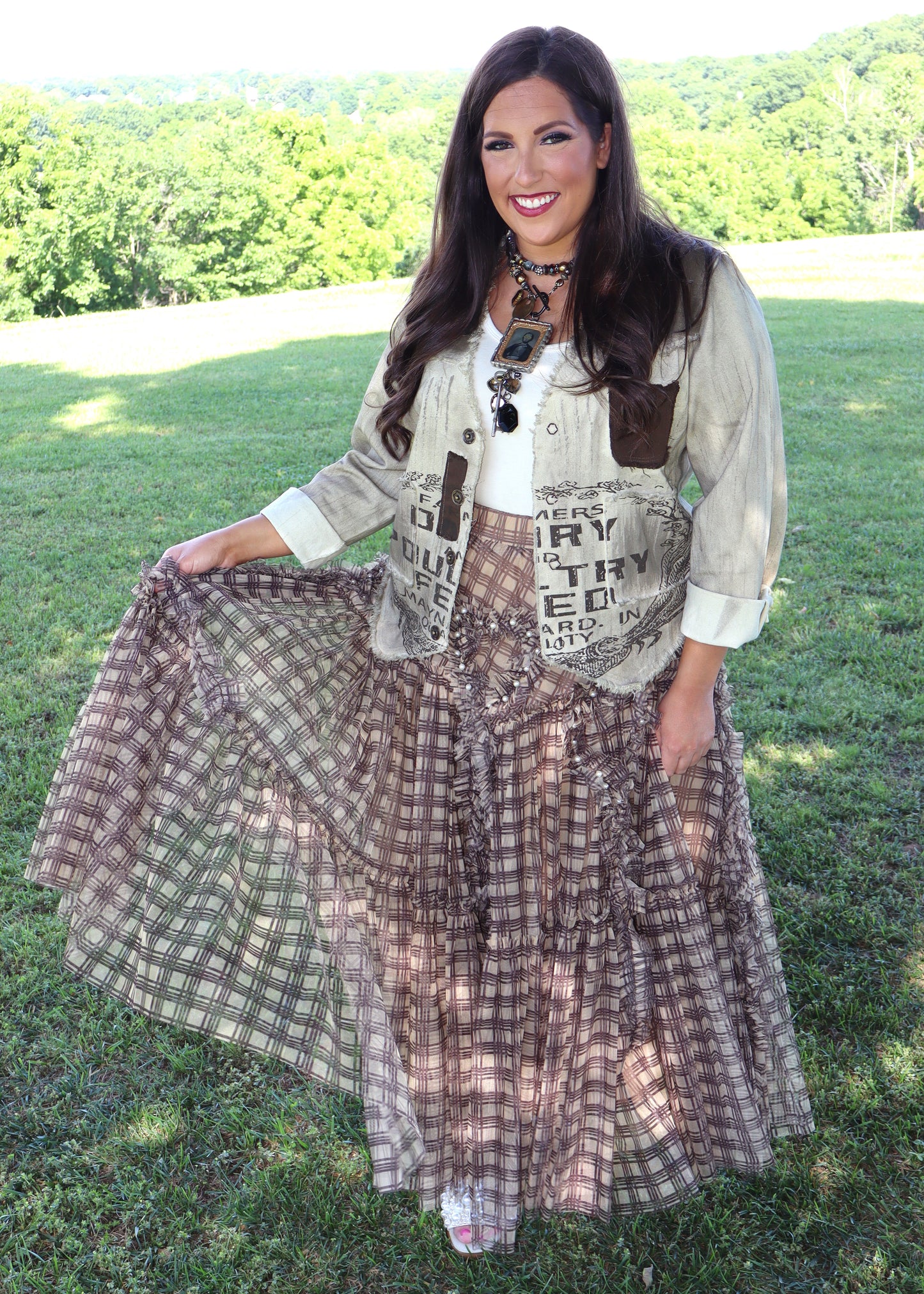 You Mocha Me Happy Plaid Skirt - Coffee